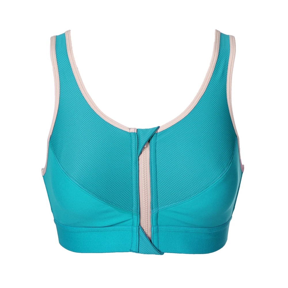 Syrokan Womens High Impact Front-Zip Sports Bra Size 32A Wirefree Cross Back NWT